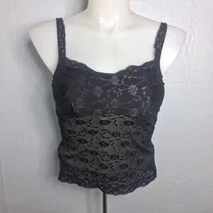 Vintage Vassarette Black Lace Camisole Crop Corset Top Y2K Fairycore Lingerie M